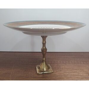 Vintage Brass Pedestal Plate Tray Soap Dish Jewelry Holder Dessert Plate MCM